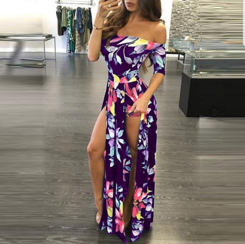 Boho chic sexy summer plus long casual Maxi dress